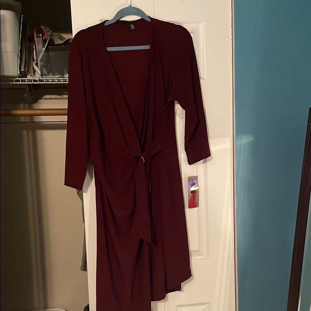 Elegant Burgundy Wrap Dress